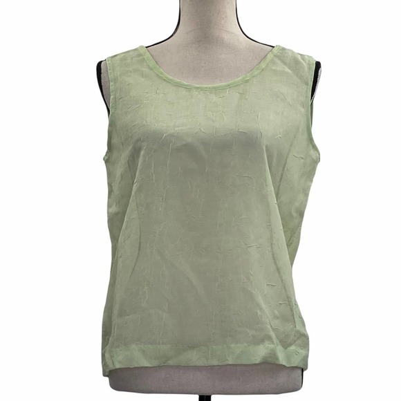 TOP Season Sage Light Green Sleeveless Round Neck Tank Top Blouse - Picture 1 of 10